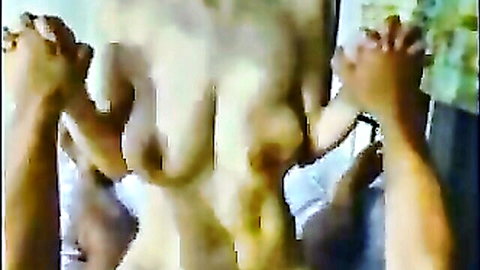 Multiple hands groping huge natural tits of busty mature Japanese woman