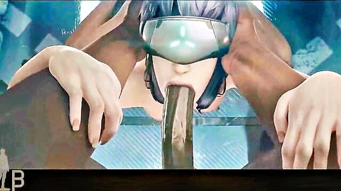 Major Kusanagi Motoko deepthroating in Ghost in the Shell hentai animation