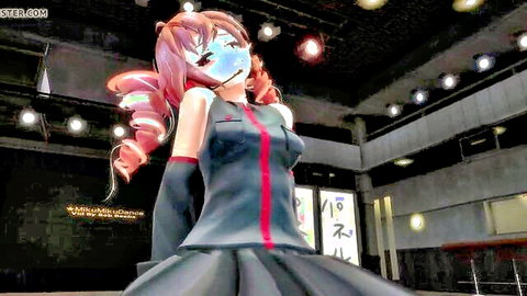 MMD anime Teto riding sex machine no panties R-18 animation