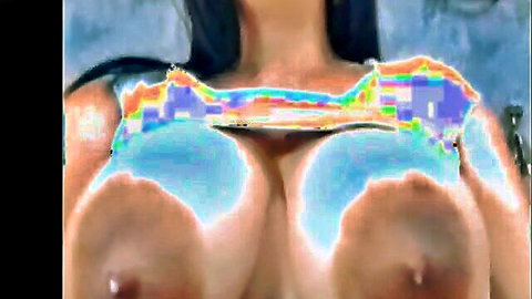 Amateur ex-girlfriend topless close-up of big natural Asian breasts