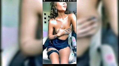 Fernandinha Fernandez hot mature topless tease in black skirt and stockings