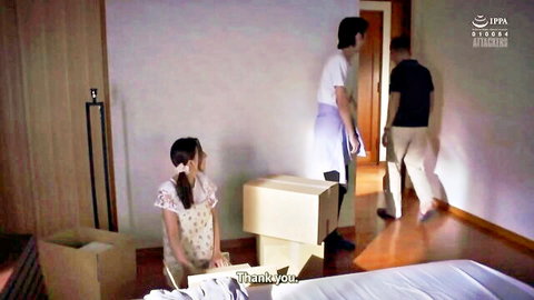 Saeko Matsushita embarrassed in light, skirt lifted exposing bra and thigh