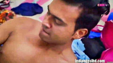 Shirtless Indian hunk lounging in Penty Chor adult web series scene