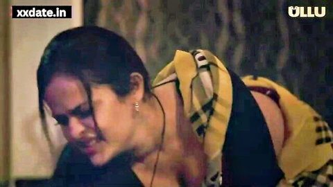 Indian Bhabhi in yellow saree, passionate side profile with cleavage tease