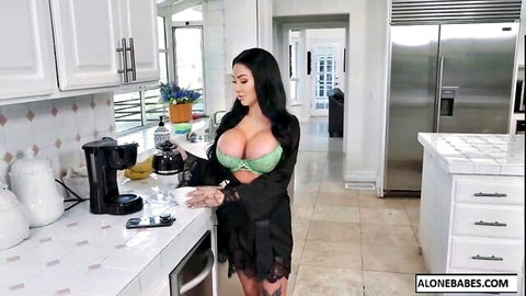 Danae Mari as stepmom in reverse cowgirl, explicit vaginal penetration