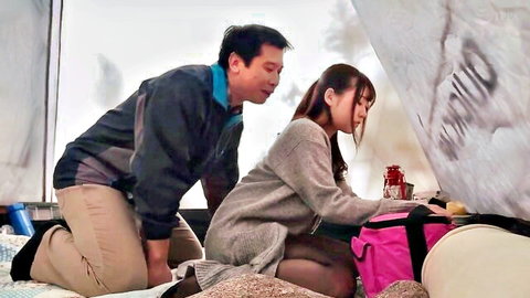 Yua Takanashi in intimate tent scene with partner at camp, JAV