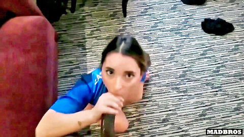 Slutty Italian Napoli fan in blue jersey sucks BBC before anal cheating