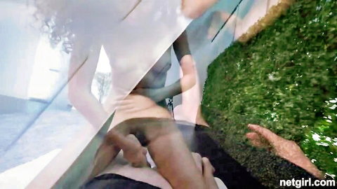 Curly ebony NetGirl fucked outdoors in doggy style