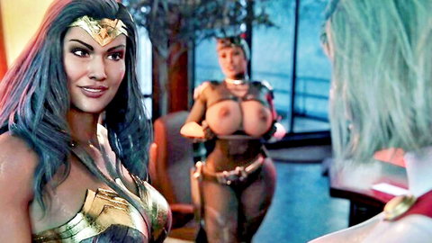 Crazy1Love's Batgirl in futanari threesome with Wonder Woman and Supergirl animation