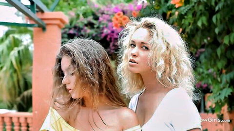 Guerlain and Madonna wet in summer rain, exposing hot young bodies
