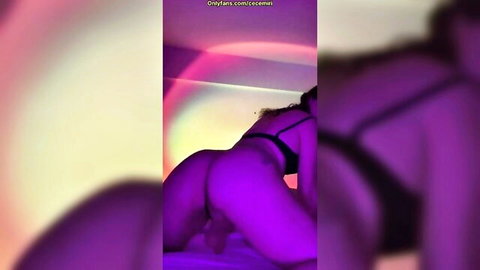Cece Miri trans babe in black lingerie, big ass bent over for anal