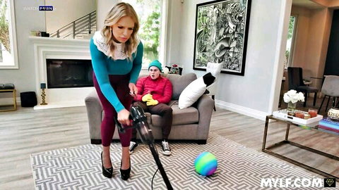 Rachael Cavalli as pervy stepmom vacuuming in tight outfit and heels