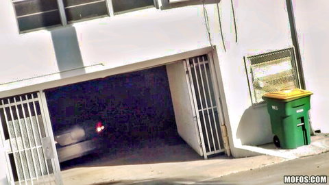 Layla Lopez in blurry garage car scene for anal tryout video