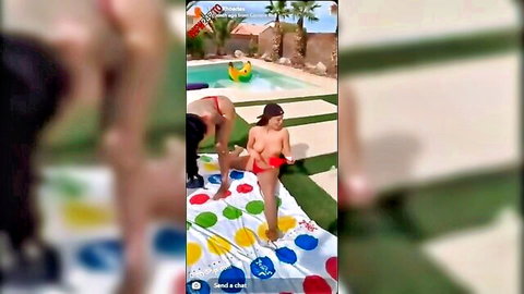 Brittanya Razavi naked Twister pool party, curvy Latina babe