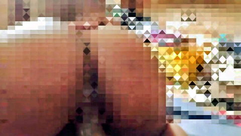 Pixelated abstract mosaic blur with brown skin tones and colorful glitches