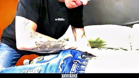 Tattooed Latino hunk bareback anal fucking muscular partner