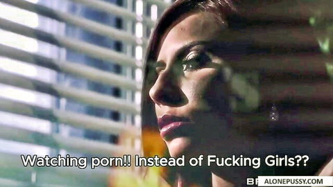 Madison Ivy peeking seductively through blinds, teasing about porn vs real sex