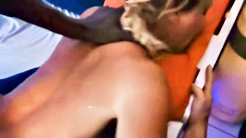 Blonde wife in cuckold scene choked by black man in Guadeloupe