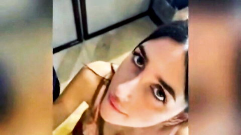 Seductive brunette in low-cut top, teasing close-up POV tease