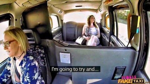 Tasha Holz and blonde in Fake Taxi cab, British sluts ready for veggie pounding action