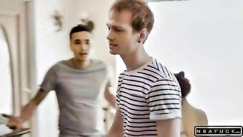 Two stepbrothers double penetrate their stepmom in steamy threesome