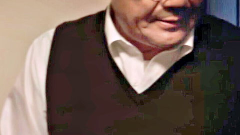 Mature man in black vest and white shirt, father-in-law in taboo mom incest video