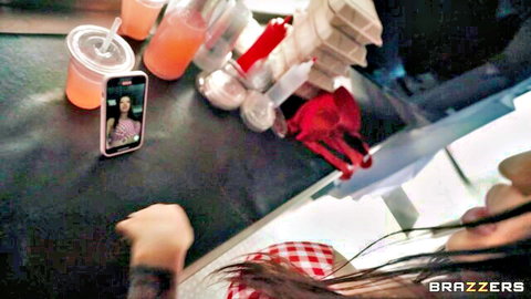 Brazzers Anna's car adventure with phone call and drinks