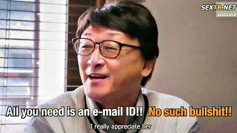 Mutou in Sex With Her Attacker JAV, man with glasses speaking intensely