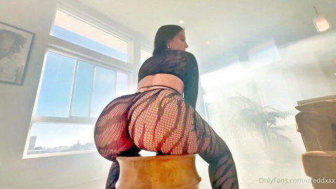 Morea Black big ass in black fishnet lingerie, teasing on OnlyFans