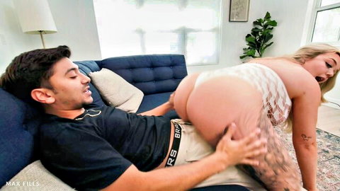 Holly Baby's big juicy ass rides Max Fills in reverse cowgirl