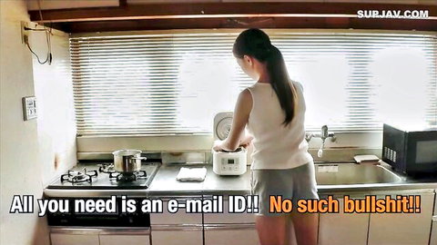 Sexy Asian housewife big ass in tight gray shorts bending over kitchen sink