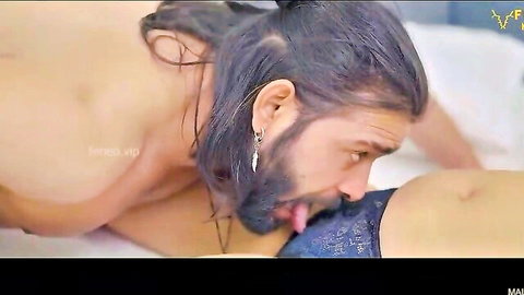 Indian Bhabhi with big boobs receives oral pleasure in bedroom