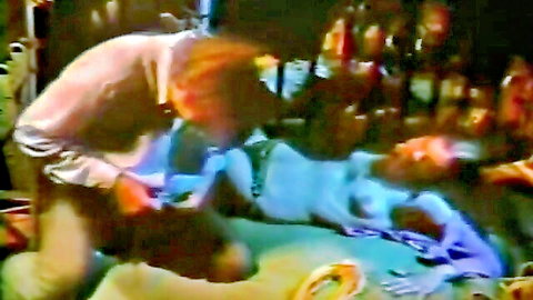 Vintage redhead babe giving blowjob on bed in classic porn
