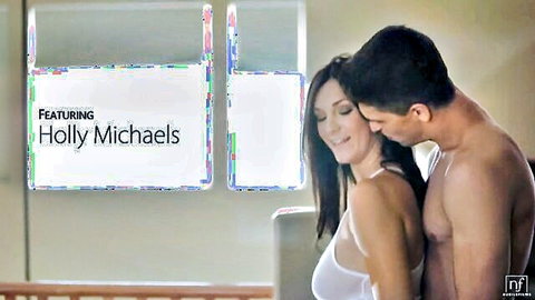 Holly Michaels in passionate rear embrace in lingerie, Tension by NubileFilms