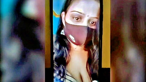 Telugu aunty video call dirty talk showing deep cleavage