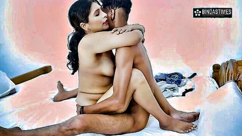 Nude Indian stepmom embraces young stud in intimate hug