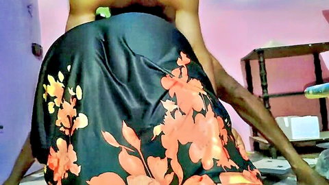 Mathvan mature woman in black floral dress bent over for passionate sex