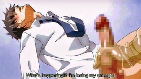 Hentai guy in suit cums intensely from stocking legjob on censored cock losing strength