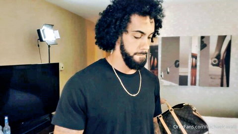 Rachael Cavalli hotel room sex with bearded curly-haired man after photoshoot