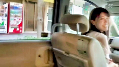 Nao Jinguji smiling in car during steamy cuckold hot springs trip