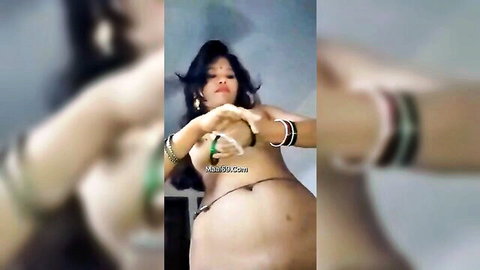 Sexy Nepali girl nude stripping with boyfriend, curvy body exposed