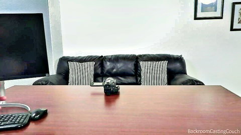 Becky Summers petite teen audition setup in backroom casting couch