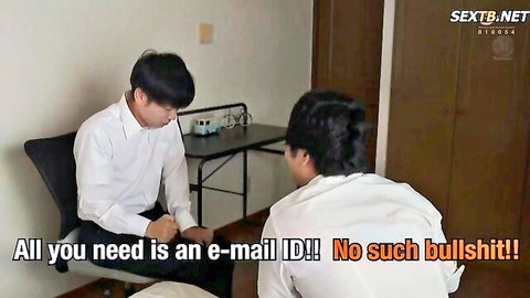 Two Asian men in white shirts arguing intensely, Bullied My Mother JAV scene