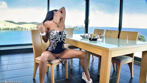 Lyla Storm ebony solo masturbation with toothbrush insertion and squirting