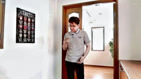 Haruna Hana JAV scene: Asian man in polo shirt holding phone indoors