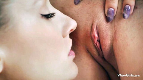 Liz Ocean and Tiffany Tatum in intense lesbian pussy licking close-up