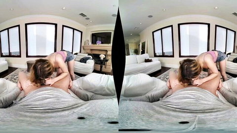 Molly Little in girlfriend side fuck, petite blonde straddling partner passionately
