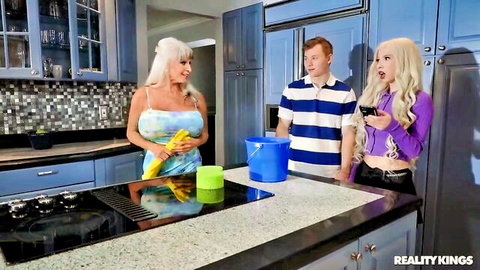 Sally D'Angelo as horny landlady in teasing threesome preview