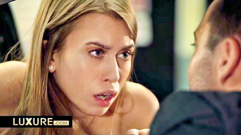 Blonde girlfriend shared with stranger, topless intense close-up