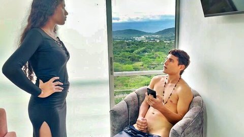 SofiyaYriky teases stepbro in homemade porno, black dress slit